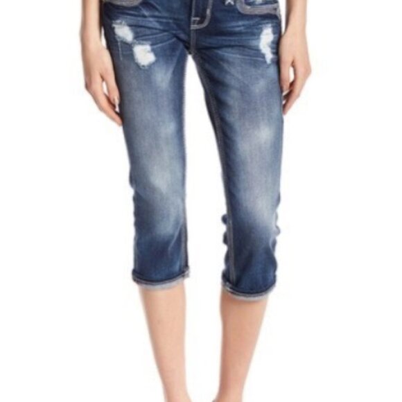 NWT Rock Revival Dark Capri Cropped ALEXIA Jeans - Picture 4 of 5